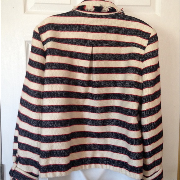 J. Crew Collection Legion Stripe Jacket Cream Blue - Picture 3 of 8